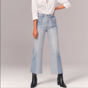 Abercrombie & Fitch Curve Love Two-Tone Ultra Hi-Rise Ankle Straight Jean